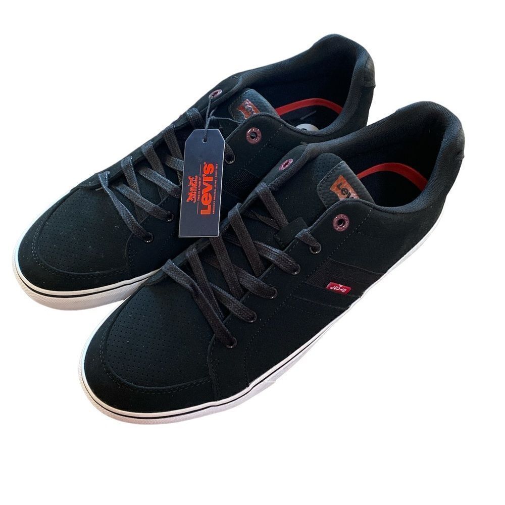 NEW Levi’s Comfort Black Sneakers | Red Logo Accents | Men’s Size 13
